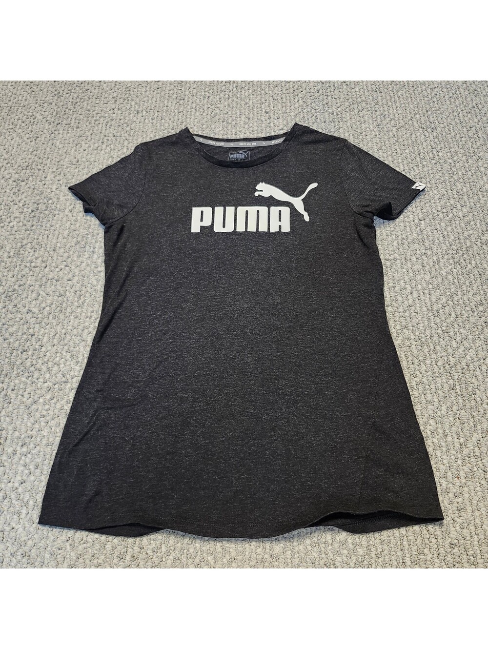 Puma Women's Dark Gray White Logo T-Shirt Short Sleeve Size Medim